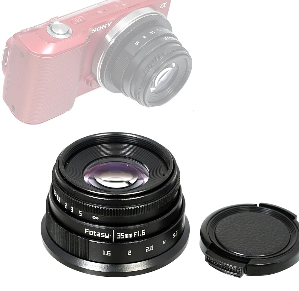 Fotasy 35mm F1.6 Large Aperture Manual Prime Lens APS-C for E-Mount, 35 mm 1.6 Multi Coated Lense, Compatible with Sony E Mount Camera a3000 a3500 a5000 a5100 a6000 a6300 a6400...