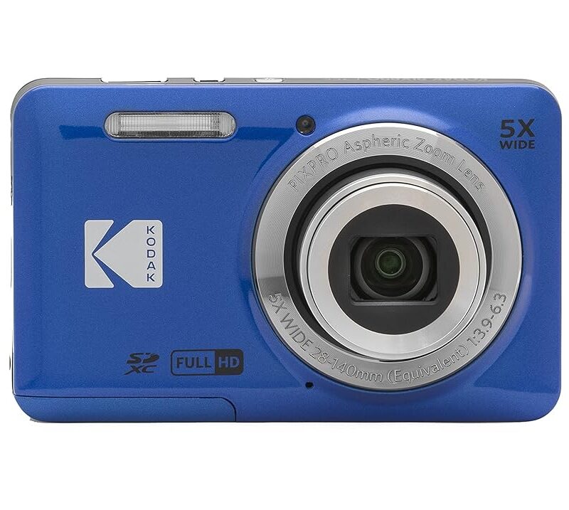 KODAK PIXPRO FZ55-BL 16MP Digital Camera 5X Optical Zoom 28mm Wide Angle 1080P Full HD Video 2.7" LCD Vlogging Camera (Blue)