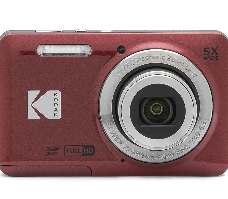 KODAK PIXPRO FZ55-RD 16MP Digital Camera 5X Optical Zoom 28mm Wide Angle 1080P Full HD Video 2.7" LCD Vlogging Camera (Red) Packaging May Vary