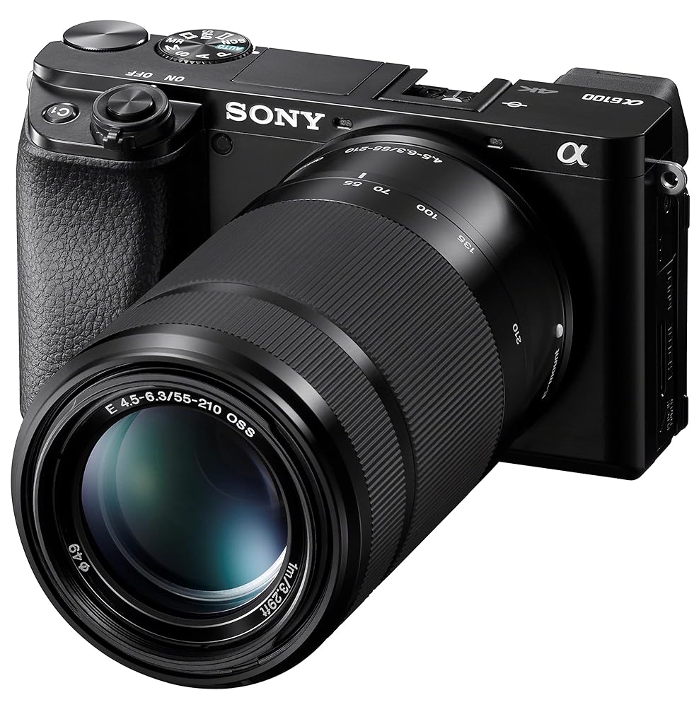 Sony Alpha A6100 Mirrorless Camera with 16-50mm and 55-210mm Zoom Lenses, ILCE6100Y/B, Black