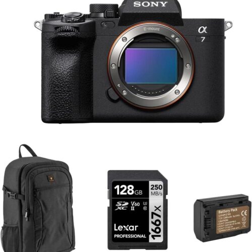 Sony Alpha a7 IV Full Frame Mirrorless Interchangeable Lens Digital 4K Camera, Black - Bundle with 128GB SD Memory Card, Camera Backpack, Extra Battery